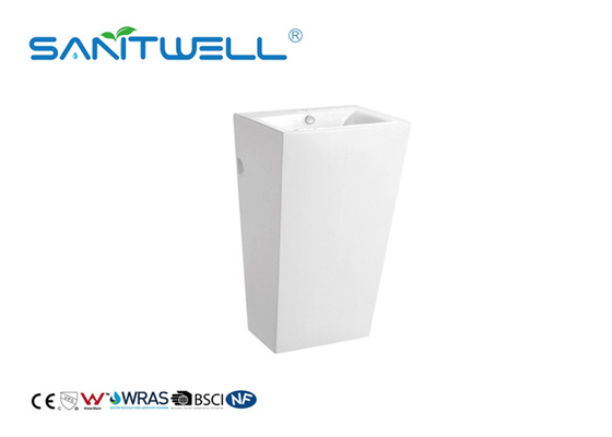 Rectangular China Supplier White Bathroom Ceramic Basin With Pedestal White Color Finish