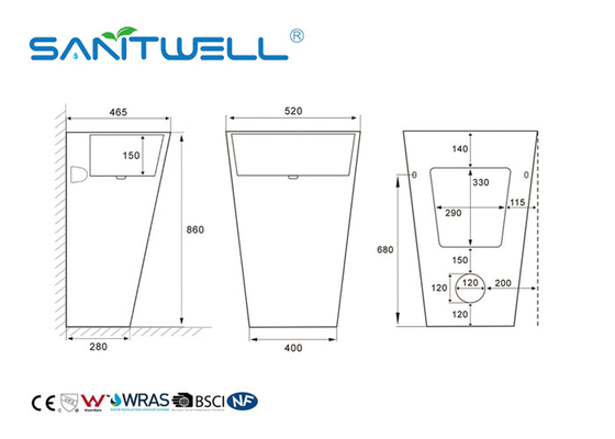 Rectangular China Supplier White Bathroom Ceramic Basin With Pedestal White Color Finish