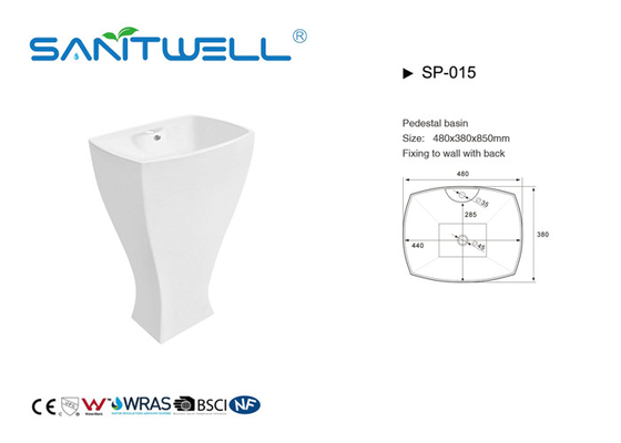 2022 Fashion Design White Color Toilet Hand Wash Basin With Pedestal Cleaning Rectangular Shape
