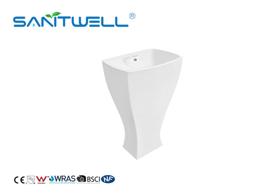 2022 Fashion Design White Color Toilet Hand Wash Basin With Pedestal Cleaning Rectangular Shape
