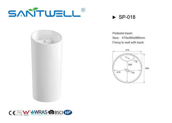 China Supplier Ceramic Pedestal Hand Wash Basin SP-018 Good Model White Color CE Certification