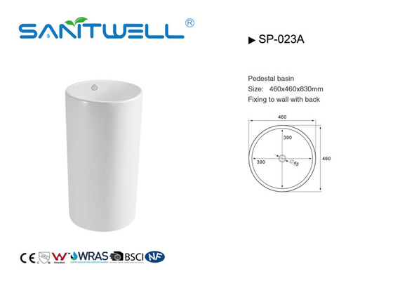 Standard Size Floor Standing Hand Wash Basin With Pedestal Solid Surface 460 * 460 * 830mm