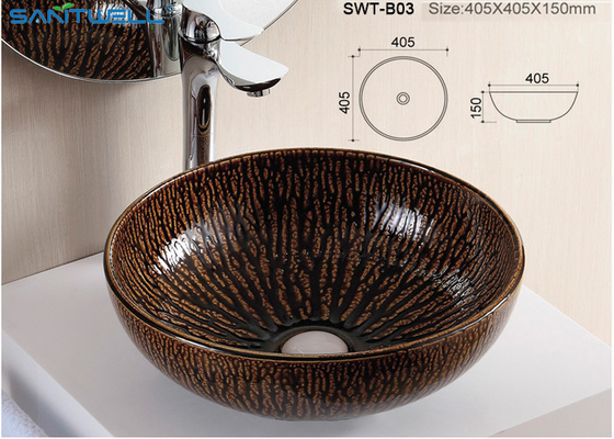 Round Sanitary Ware Basin Hand Wash Sink Toilet Wash Basin Brown Color