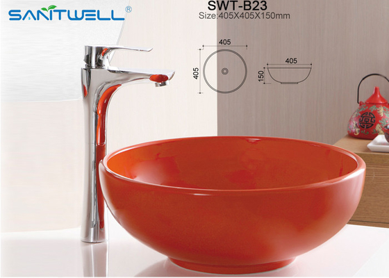 Sanitary Ware Bathroom Furniture Ceramic Art Basin Hand Wash Basin With Orange Color