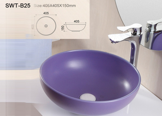 China Suppliers Sanitary Ware Self Cleaning Color Art Wash Basin With Solid Surface Round Shape