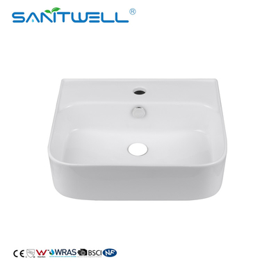 China Suppliers Sanitary Ware Square Shape White Above Counter Basin Bathroom Ceramic Basin With Overflow