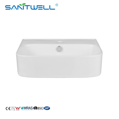China Suppliers Sanitary Ware Square Shape White Above Counter Basin Bathroom Ceramic Basin With Overflow