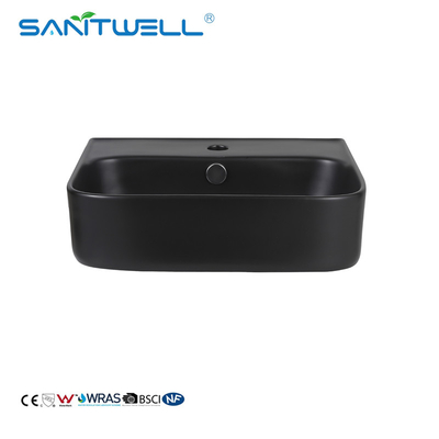 Ceramic Basin Matt black glaze Modern rectangular  Color Wash Basin Above Counter Basin