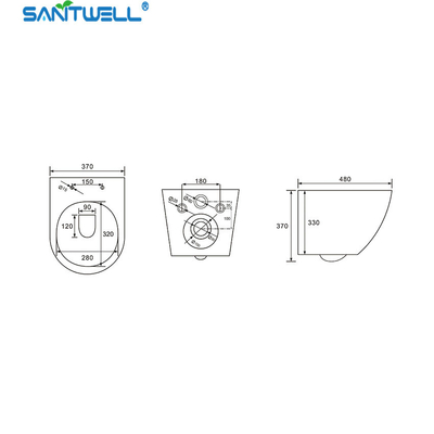 Chaozhou Fashion Models Sanitwell SWJ0325 Bathroom wc white toilet bowl rimless flush