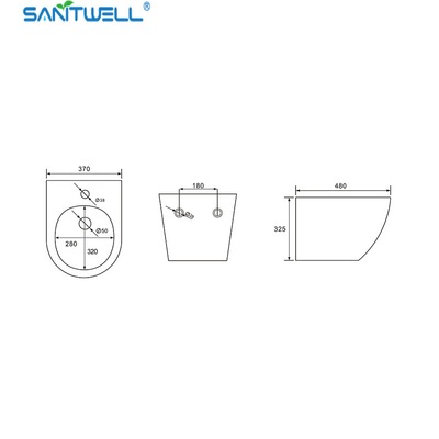White Wall Hung Bidet Bathroom WC pan 480*370*325 mm size Floor mounted bidet SWJ0331