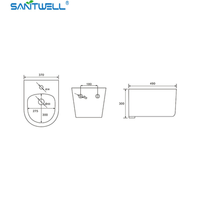 SWJ0431 Bathroom WC pan White Wall Hung Bidet 490*370*300 mm size , Floor mounted bidet