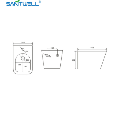Bathroom WC pan China Suppliers White Wall Hung Bidet 490*370*300 mm size Floor mounted bidet
