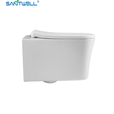 SWJ0825 Sanitwell  Bathroom WC White Toilet Bowl Rimless Flush Wall HUng Toilets