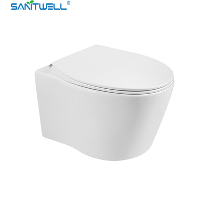 China Sanitwell SWJ1025 Bathroom wc white toilet bowl rimless flush