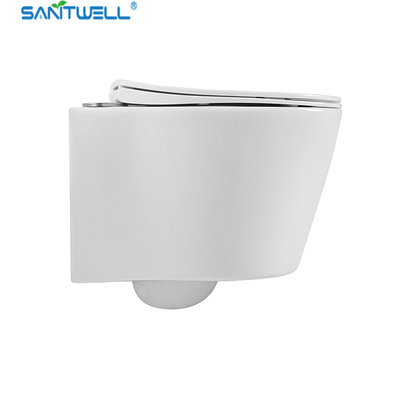 China Sanitwell SWJ1025 Bathroom wc white toilet bowl rimless flush