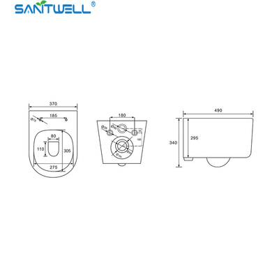 Sanitwell SWJ1125 Bathroom wc white toilet bowl rimless flush