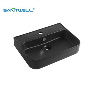 Matt black glaze Modern rectangular Art Wash Basin Color Wash Ceramic Basin vanity Wall hung Basin