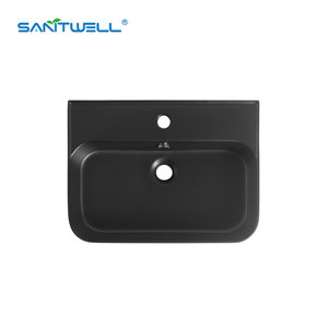 Matt black glaze Modern rectangular Art Wash Basin Color Wash Ceramic Basin vanity Wall hung Basin