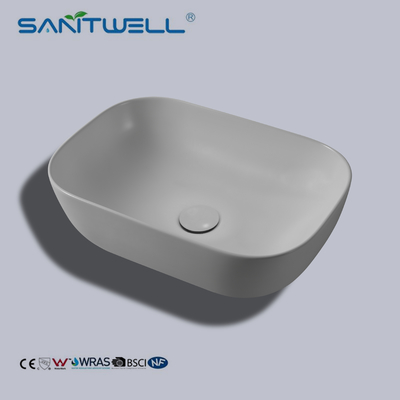 Chaozhou Matt Grey Modern rectangular Art Wash Above Counter Basin Color Wash Basin Ceramic Basin