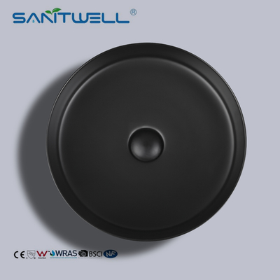 Chaozhou Popular Models Modern round Matt Black Ceramic Basin Above Counter Basin