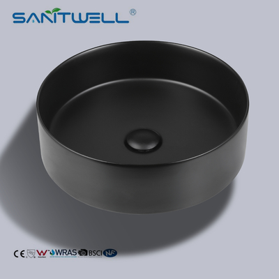Chaozhou Popular Models Modern round Matt Black Ceramic Basin Above Counter Basin