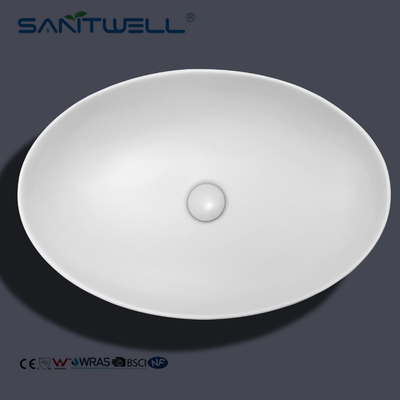Matt White Chaozhou Hot Sale Oval Above Counter Basin Ceramic Basin