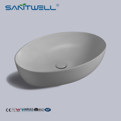 Popular Models Matt Grey Oval Basin Color Wash Basin Bathroom Ceramic Basin