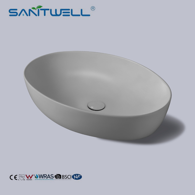Popular Models Matt Grey Oval Basin Color Wash Basin Bathroom Ceramic Basin
