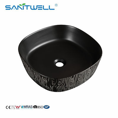 Matte Black Ceramic Basin Vessel Sink Round Washing Basin Above Counter Basin Ultra Thin Edge Bathroom Art Basin