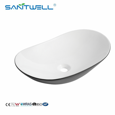 AB478 Ceramic Vessel Sink Above Counter Basin Ultra Thin Edge Bathroom Art Basin