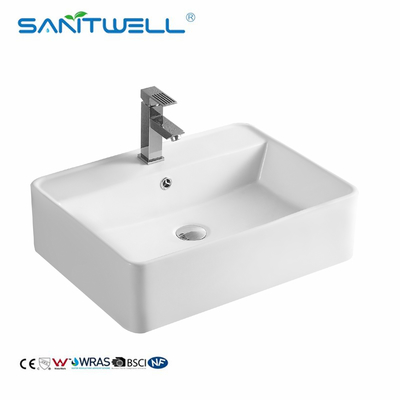 AB8337 Bathroom White Ceramic Vessel Sink Ceramic Basin Hotel Above Counter Basin
