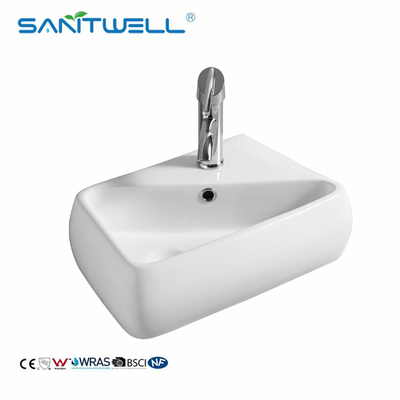 AAbove Counter Basin B8425  White Ceramic Basin Vessel Sink  Washing Basin Countertop Ultra Thin Edge Bathroom Art Basin