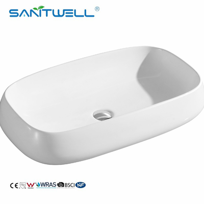 AB8437 Chaozhou Popular Models Rectangular Above Counter Basin No Single Hole Ceramic Basin