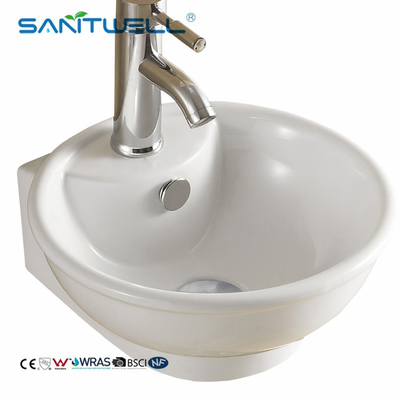AB8115 Ceramic Basin White Round Above Counter Basin Ultra Thin Edge Bathroom Art Basin