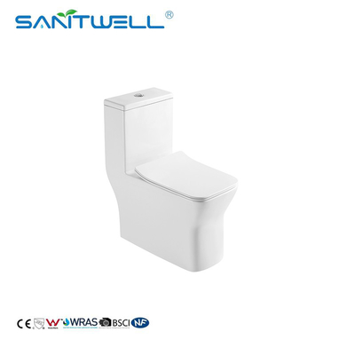 SWM8608 Rimless Ceramic One Piece Toilet Square Elongated Toilet Bowl Ceramic Single Unit Toilet