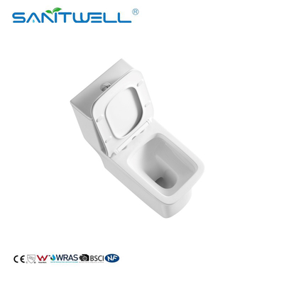 SWM8608 Rimless Ceramic One Piece Toilet Square Elongated Toilet Bowl Ceramic Single Unit Toilet