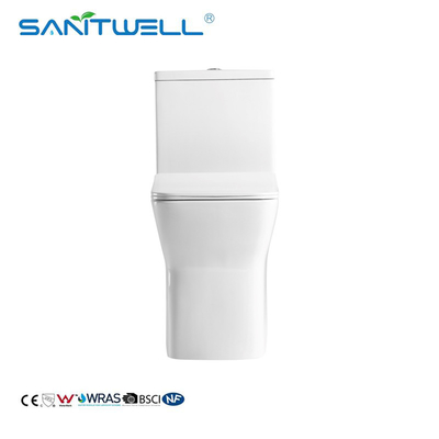 SWM8608 Rimless Ceramic One Piece Toilet Square Elongated Toilet Bowl Ceramic Single Unit Toilet