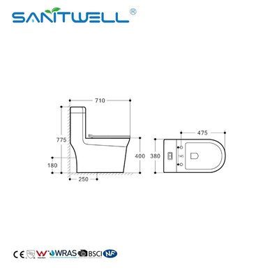 ceramic one piece toilet Popular sanitary ware bowl for bathroom SWM8610 Rimless Ceramic One Piece Toilet