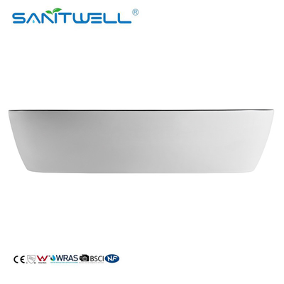 Sanitwell modern design porcelain white counter top ceramic bathroom art basin face hand wash basin sink with gold line