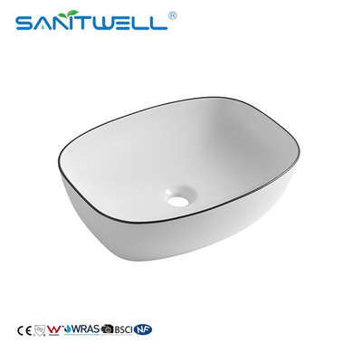 AB8483BP Rectangular Shape Hotel decorative above counter basin top bathroom sink  ceramic b