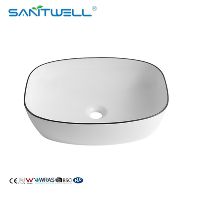 AB8483BP Rectangular Shape Hotel decorative above counter basin top bathroom sink  ceramic b