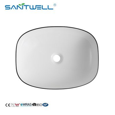 AB8483BP Rectangular Shape Hotel decorative above counter basin top bathroom sink  ceramic b