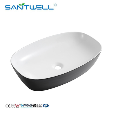 AB8483A-WB Modern rectangular shape color bathroom sink matt black and white ceramic basin