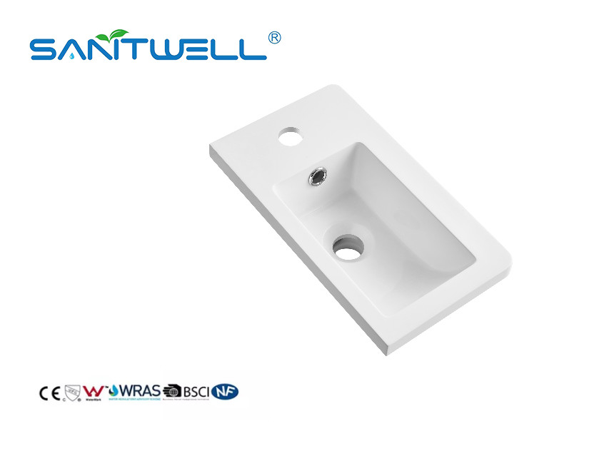 SWBG400MM Various Size Customized Stone Resin Basins Popular Market Glossy White Rectangle Shape Cabinet Basins