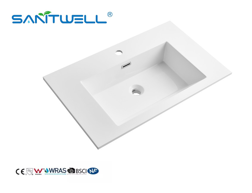 SWJ750 Bathroom Artificial Stone Basin Hotel Sanitary Ware Modern Design Styles Rectangle Shape Cabinet Basin