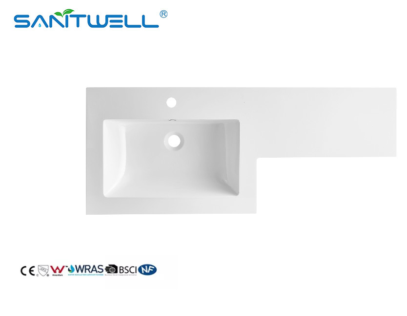 SWBG110Left Hand Special Design Artifical Stone Basins Various Size Customized Acceptable Matt White Semi-Counter Basins