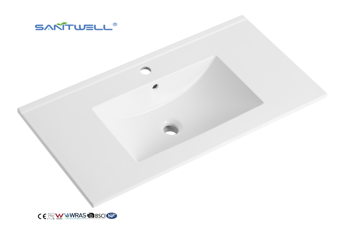 AC8003-90 China Chaozhou Suppliers Ceramic Cabinet Basins 900MM Length Glossy White Easy Clean
