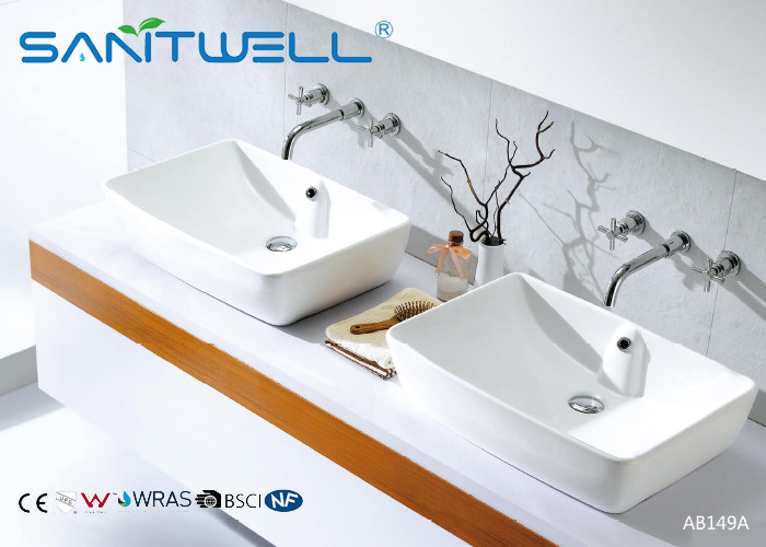 Rectangle Above Counter Top Wash Basin Ceramic Bathroom Vessel Vanity Sink