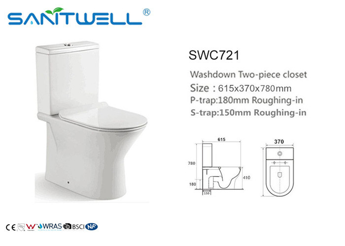 Gravity Flushing System Ceramic Toilet Western Sitting WC Two Piece