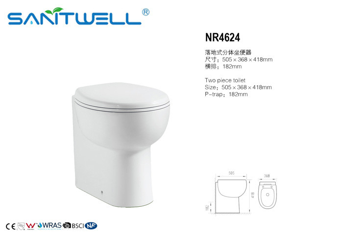 Class Free Standing Toilet Ceramic Material m , P trap Two Piece  toilet